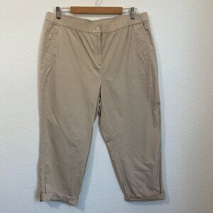 Chico's Pants Women's 3 Beige Khaki Fatigues Comfort Waist Straight Roll Up